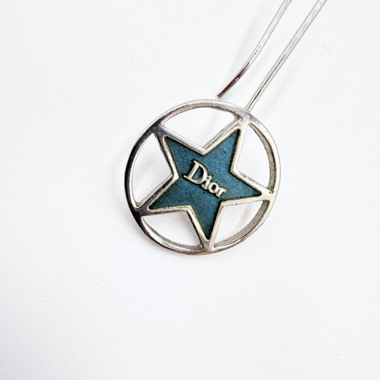 レディース 美品✨Christian Dior 星 スター サークル ロゴピアス ブルー