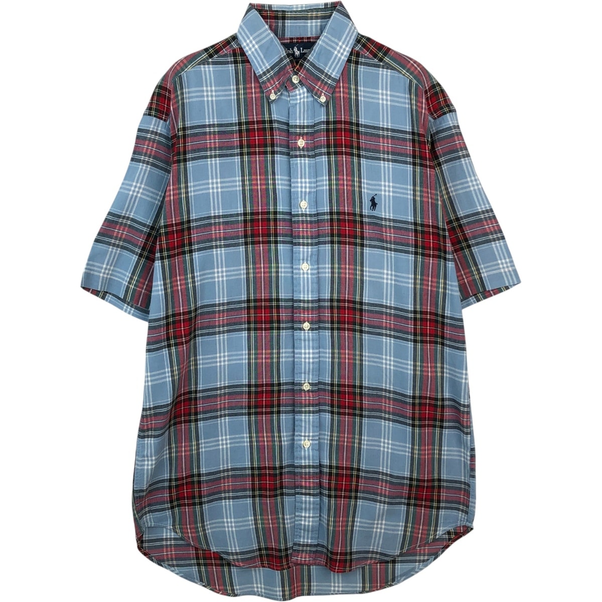古着 ラルフローレン Ralph Lauren BLAKE マドラスチェック 半袖 ボタンダウン チェックシャツ メンズS相当/eaa641170