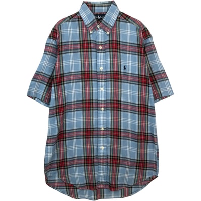 古着 ラルフローレン Ralph Lauren BLAKE マドラスチェック 半袖 ボタンダウン チェックシャツ メンズS相当/eaa641170