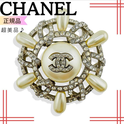 シャネル ラインストーン パール ココマーク ブローチ シルバー アクセサリー