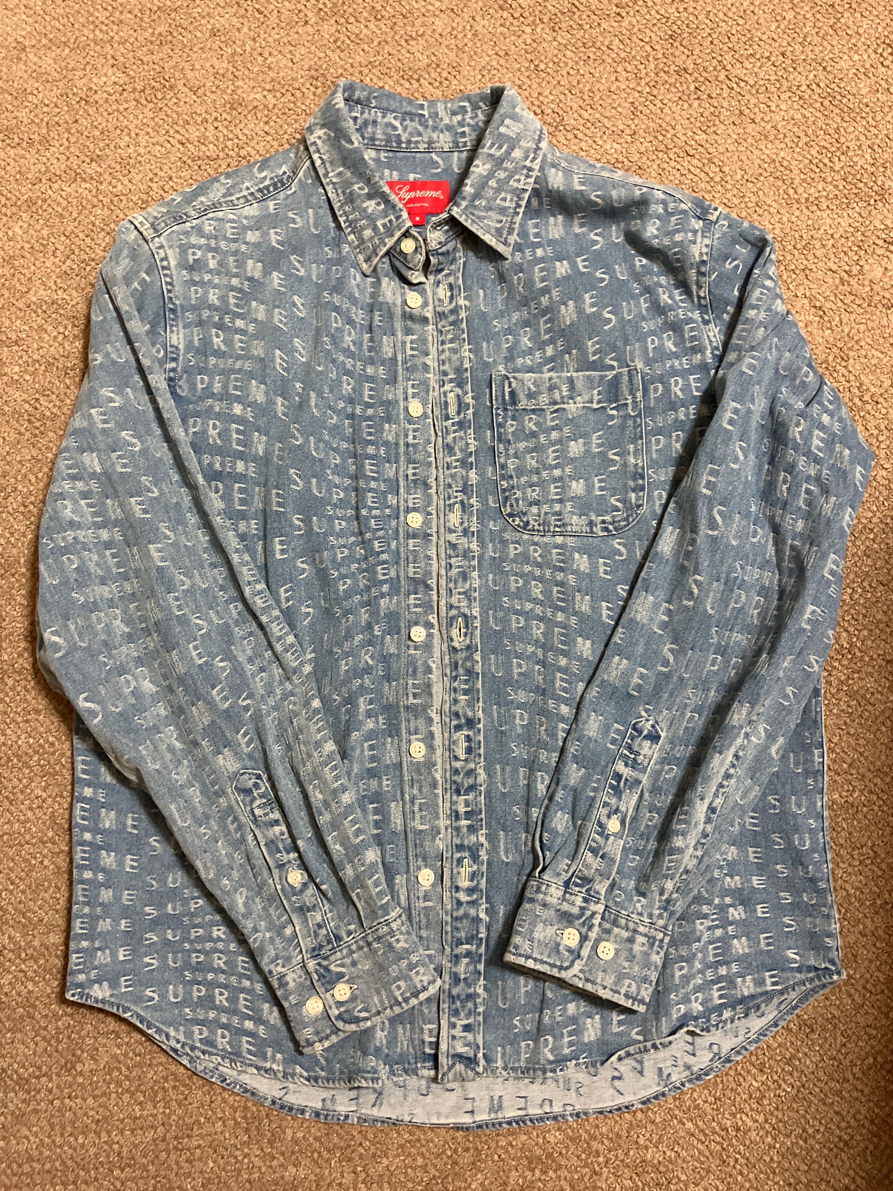 Supreme Warp Jacquard Logos Denim Shirt "Blue"