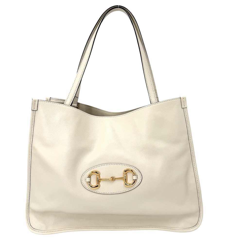 GUCCI グッチ トートバッグ 肩掛け ホースビット 1955 ハンドバッグ 623694 レザー    オフホワイト ゴールド金具 レディース【中古品】