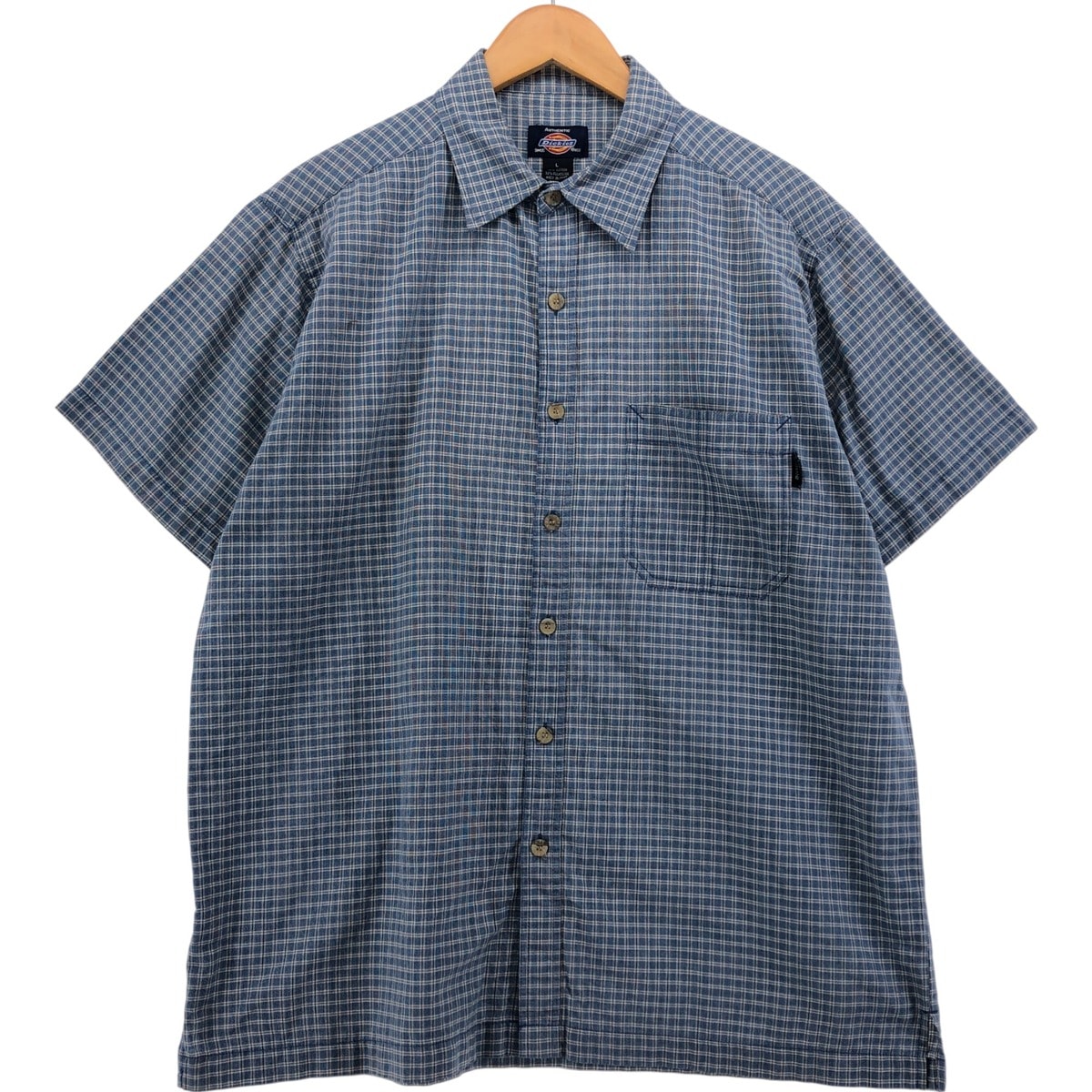 古着 ディッキーズ Dickies チェック柄 半袖 ワークシャツ ボックスシャツ メンズL相当/eaa553831