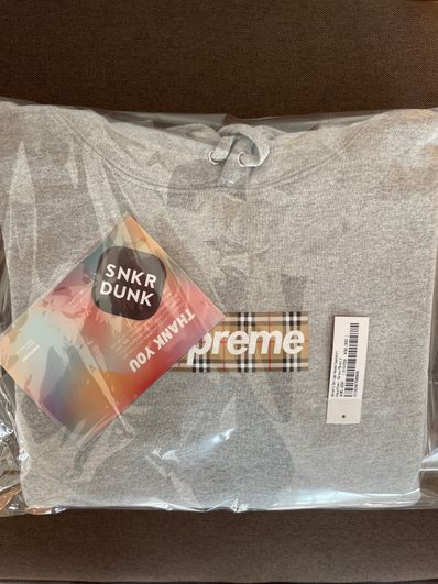Supreme / Burberry Box Logo Hooded Sweatshirt "Heather Grey"