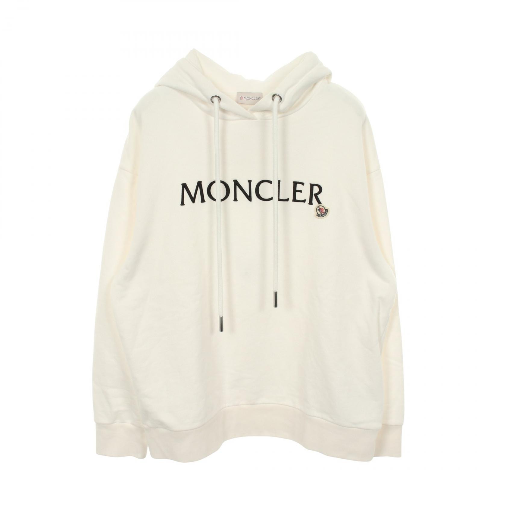 モンクレール MONCLER アイコンパッチ ロゴ刺繍 パーカー 衣料品 トップス コットン レディース ホワイト系 【中古】