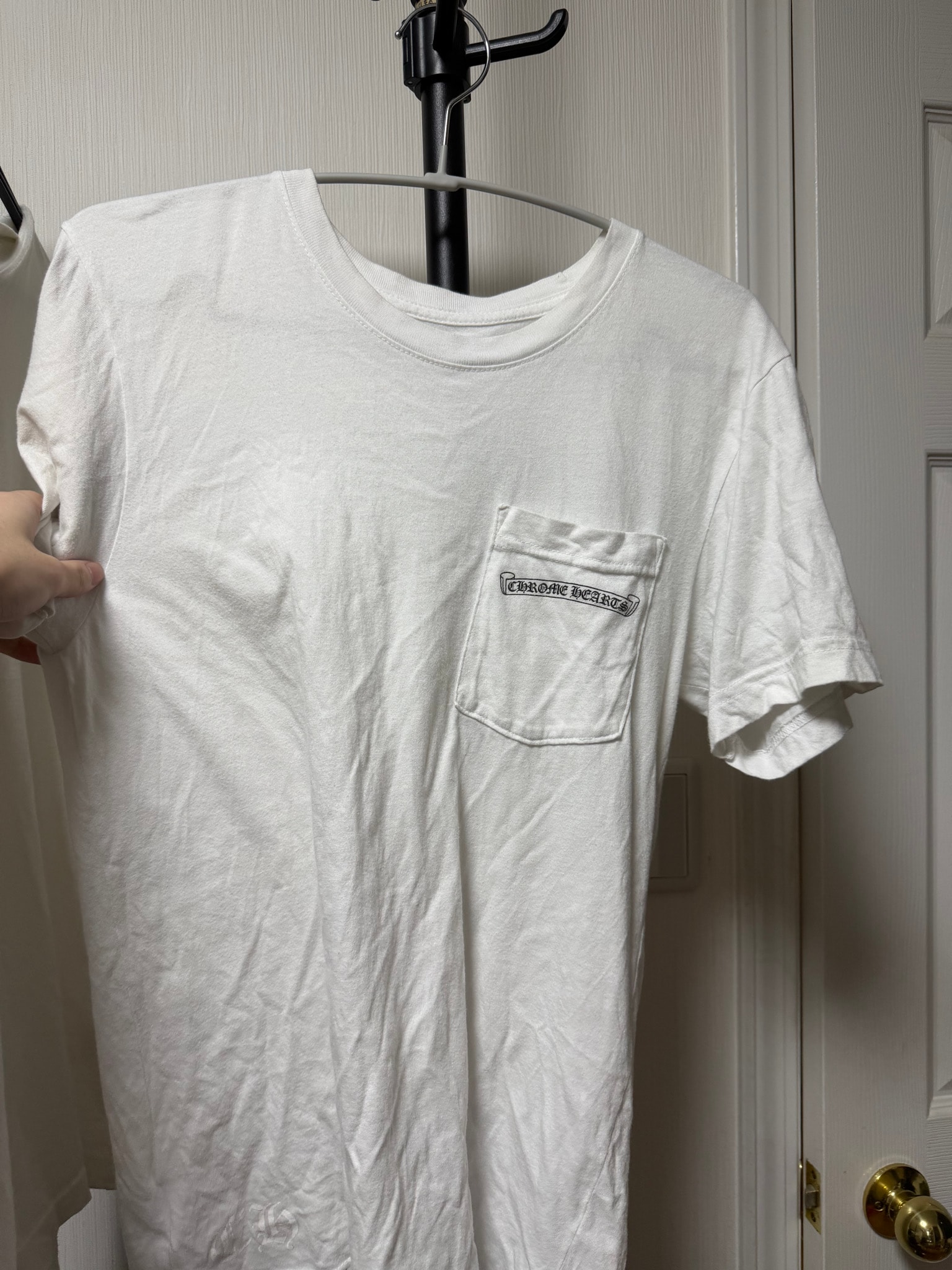 Chrome Hearts Shoulder USA Script Logo Pocket T-Shirt "White"