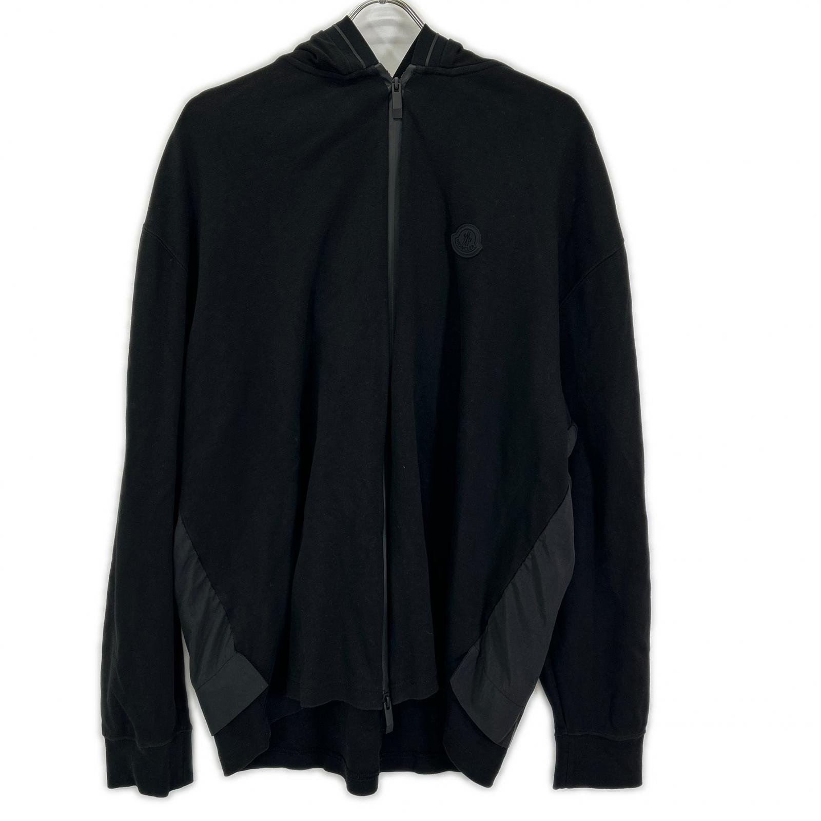 モンクレール 23年 ブラック MAGLIA APERTA フーディ パーカー XL