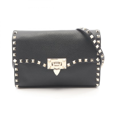 ヴァレンティノ・ガラヴァーニ Valentino Garavani ロックスタッズ スモール ショルダーバッグ バッグ レザー レディース ブラック系 7W2B0181VSF_0NO 【中古】