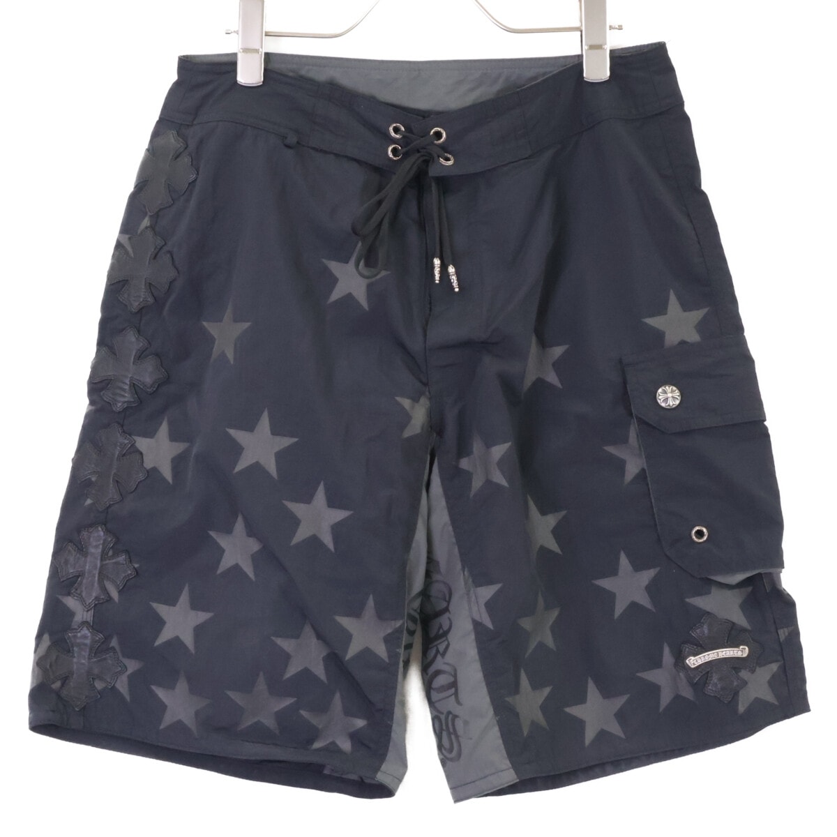 クロムハーツ 美品 BOARD LACE FRNT SHORTS CHプラス レザーパッチ クロスボールボタン ショーツ 29
