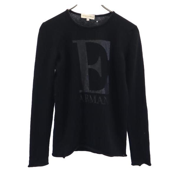 Emporio Armani エンポリオアルマーニ イタリア製 ウールブレンド 長袖 ニット 46 ブラック系 セーター