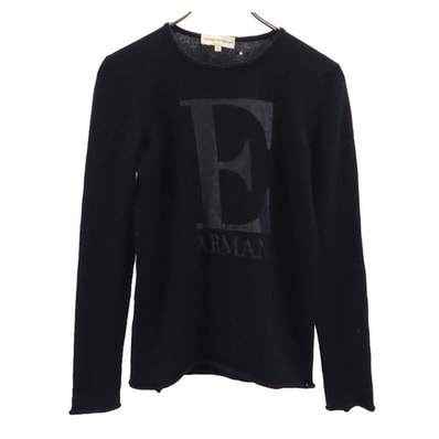 Emporio Armani エンポリオアルマーニ イタリア製 ウールブレンド 長袖 ニット 46 ブラック系 セーター