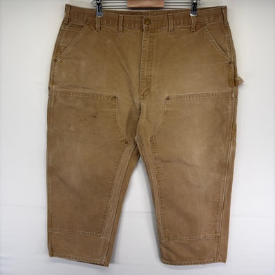 古着 カーハート Carhartt USA製 ダック パンツ ペインター ダブルニー ワンポイント ハンマーループ w44 L32 ベージュ系 メンズ