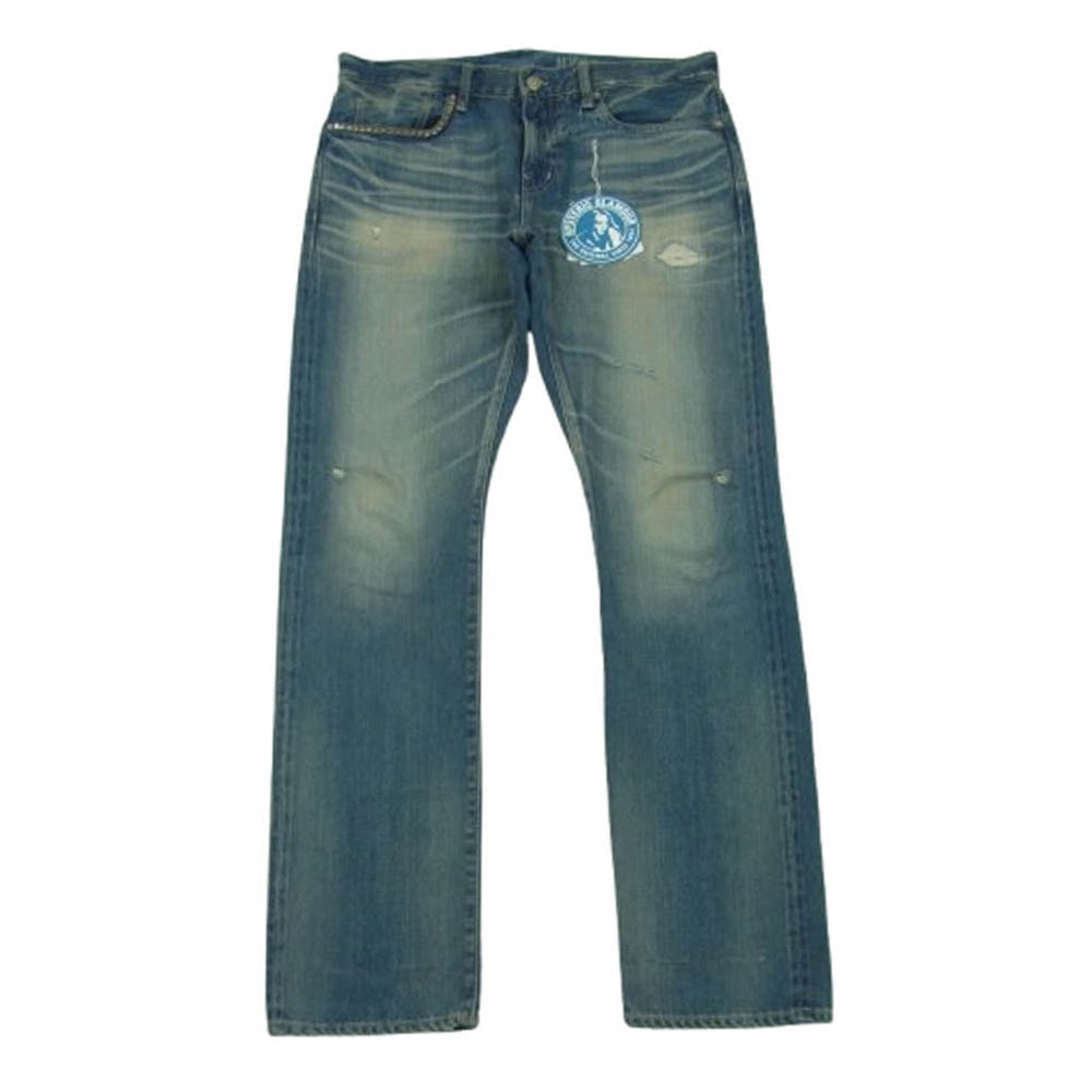 HYSTERIC GLAMOUR ヒステリックグラマー 24SS 02241AP18 RW CLASH加工 クラッシュ加工 スリム ストレート デニム パンツ インディゴブルー系 32【中古】