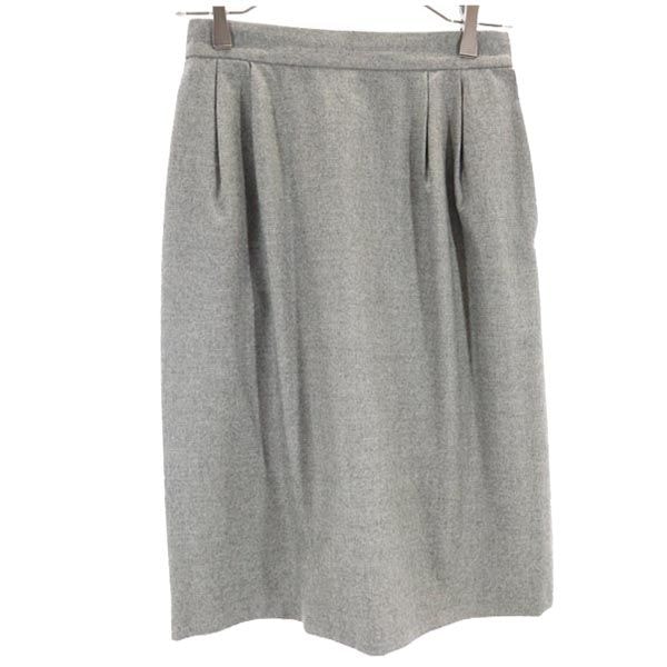 YVES SAINT LAURENT イヴサンローラン 日本製 ウール ミディ丈 スカート 36 グレー
