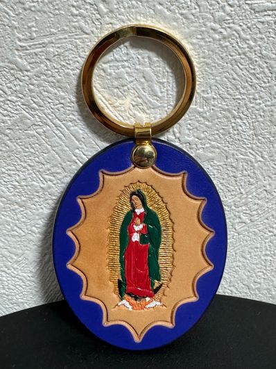 Supreme Guadalupe Leather Keychain "Blue"