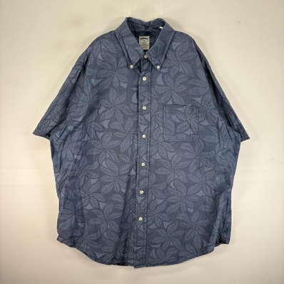 古着 ブルックスブラザーズ Brooks Brothers 半袖シャツ ボタンダウン XL ネイビー系 総柄 メンズ