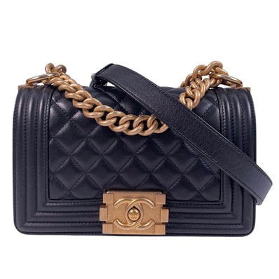 CHANEL シャネル ボーイシャネルチェーン ショルダーバッグ マットキャビアスキン ブラック レディース【中古】