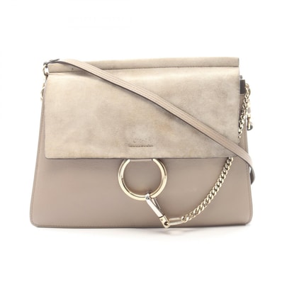 クロエ Chloe FAYE ミディアム ショルダーバッグ バッグ レザー スウェード レディース ベージュ系 04165665-04 【中古】