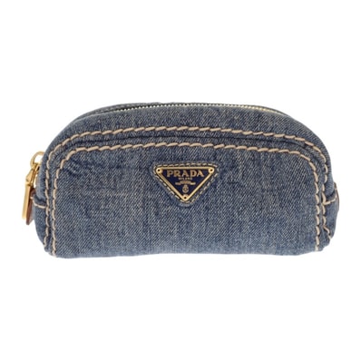プラダ PRADA デニム 1N0175 ポーチ ブルー【中古】【Bランク】