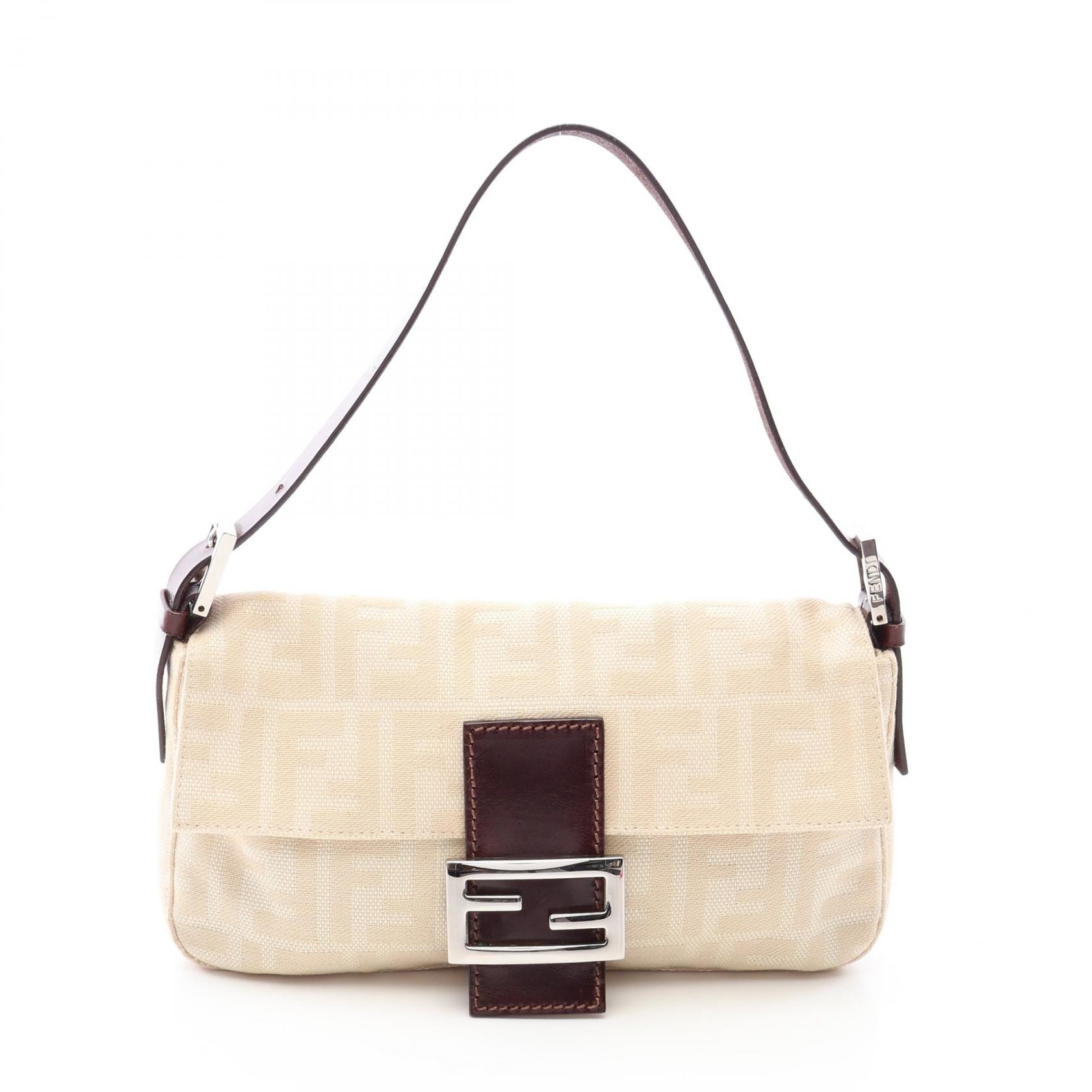 フェンディ FENDI マンマバケット ハンドバッグ バッグ キャンバス レザー レディース ベージュ系 / ブラウン系 【中古】