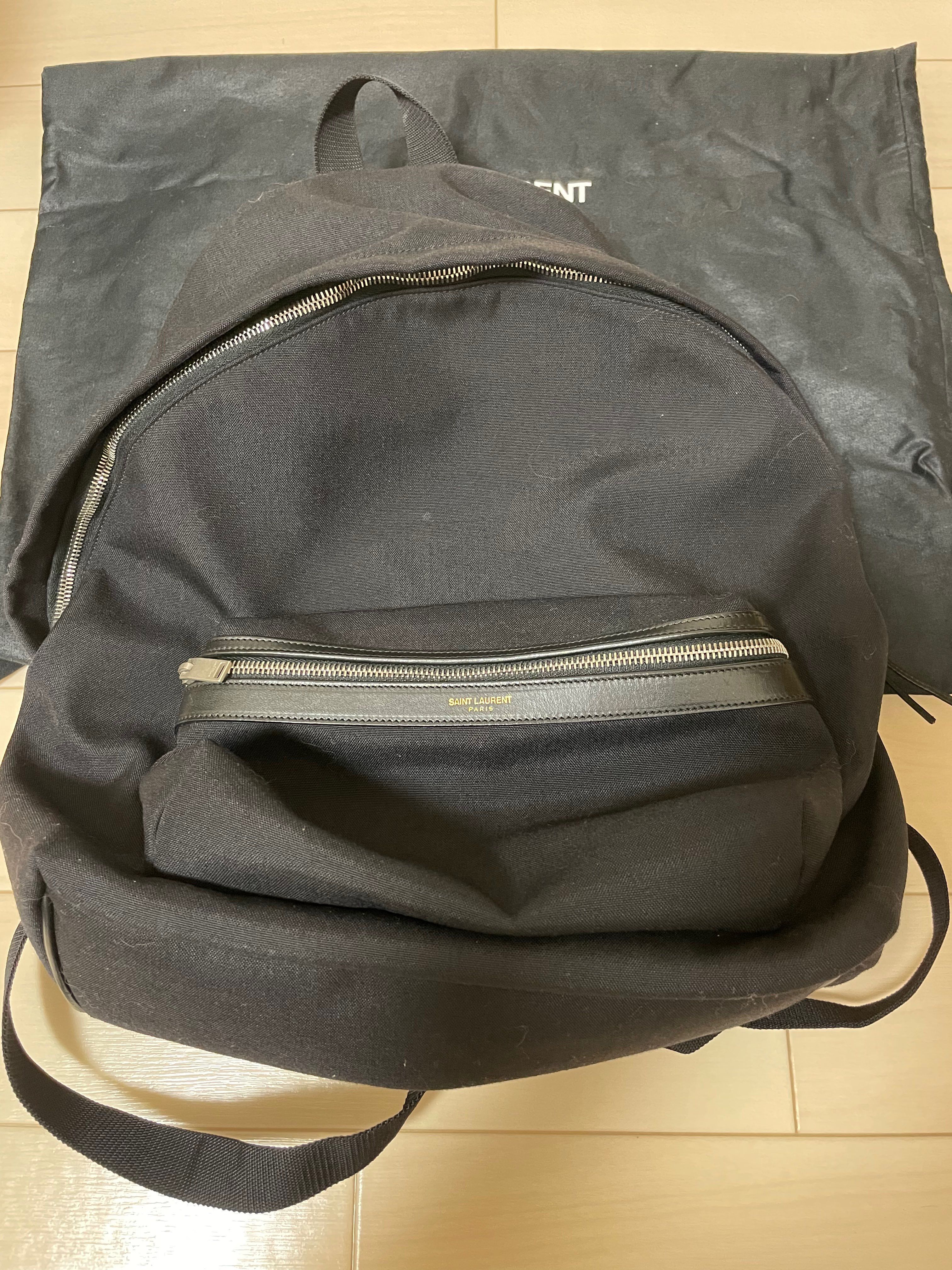 SAINT LAURENT City Backpack In Nylon Canvas And Leather "Black"