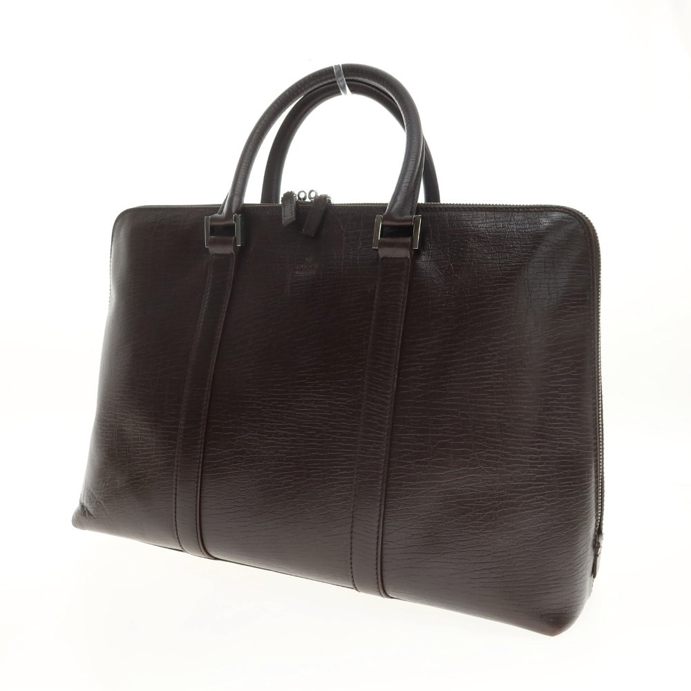 【中古】グッチ GUCCI レザー ブリーフケース ダークブラウン【WxH30.5xD14】【メンズ】