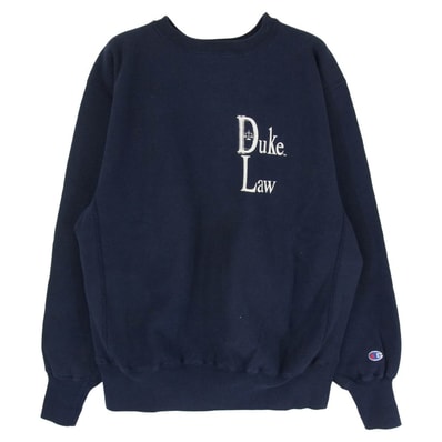 Champion チャンピオン スウェット USA製 90s 刺繍タグ REVERSE WEAVE DukeLaw リバースウィーブ デュークロウ スウェット ネイビー系 L【中古】