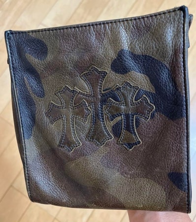 Chrome Hearts Square Pocket 3 Cross Patch Leather Shoulder Bag "Khaki"