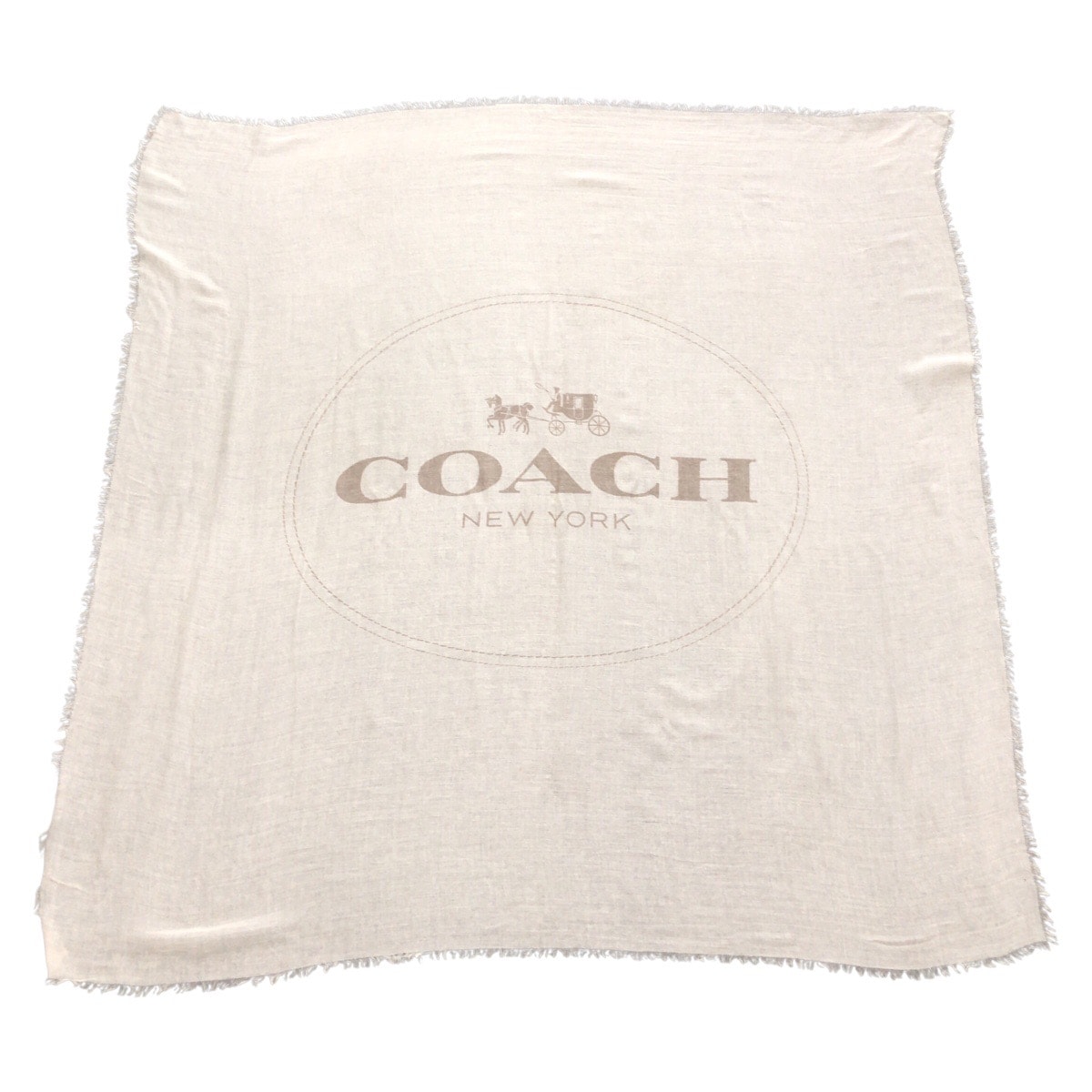 美品 COACH コーチ オフホワイト ベージュ レーヨン カシミヤ/ ストール スカーフ ブランケット 601749 【中古】