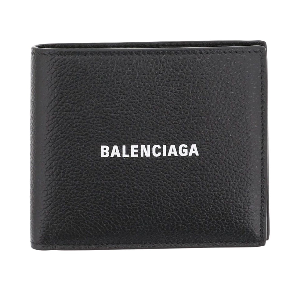 BALENCIAGA バレンシアガ Cash Square Folded ウォレット 二つ折り財布 594549 レザー ブラック  メンズ【中古】