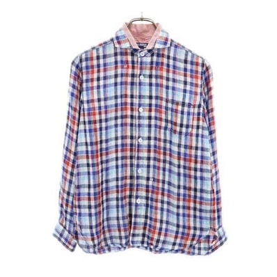 JUNYA WATANABE COMME des GARCONS ジュンヤワタナベコムデギャルソン 2012年 リネン チェック柄 長袖 チェックシャツ XS 青系