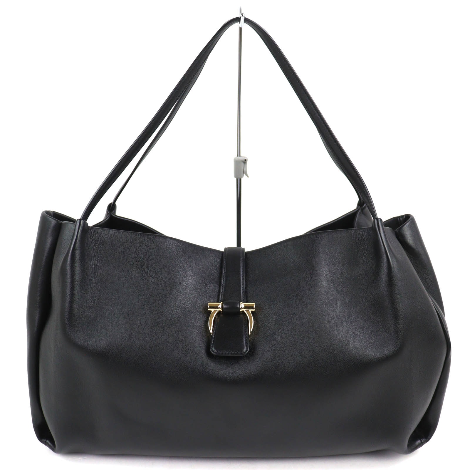 極美品 フェラガモ ガンチーニクロージャ― レザー トートバッグ L ブラック