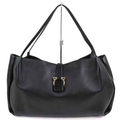 極美品 フェラガモ ガンチーニクロージャ― レザー トートバッグ L ブラック