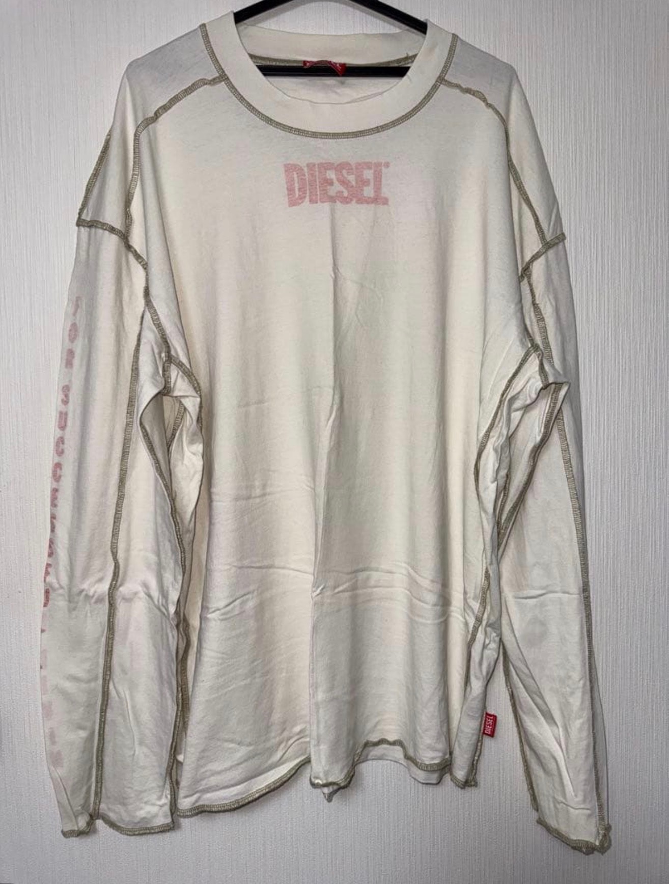Diesel T-Craor-LS Long-Sleeve T-Shirt With Inside-Out Effect "White"