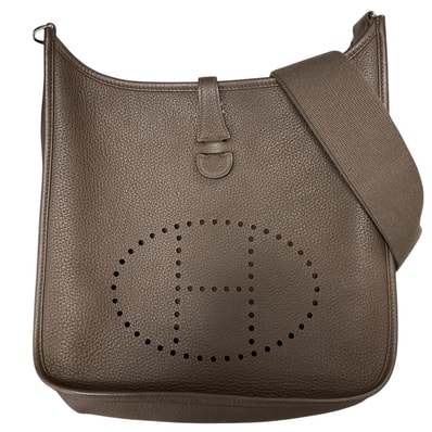 HERMES エルメス ショルダーバッグ エブリン3PM 肩掛け 斜め掛け Evelyne □M刻印 レザー ブラウン 茶 シルバー金具 レディース 2009年【中古品】