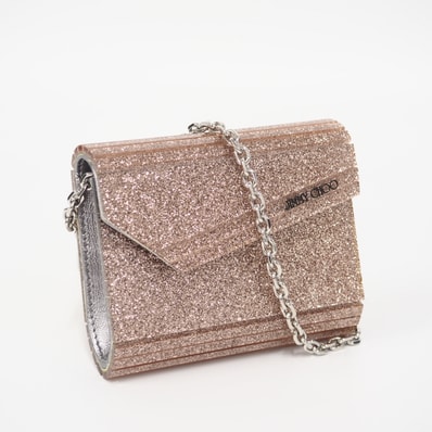 極美品 JIMMY CHOO ジミーチュウ キャンディー マイクロ チェーンバッグ - ショルダーバッグ ピンク シルバー アクリル レディース
