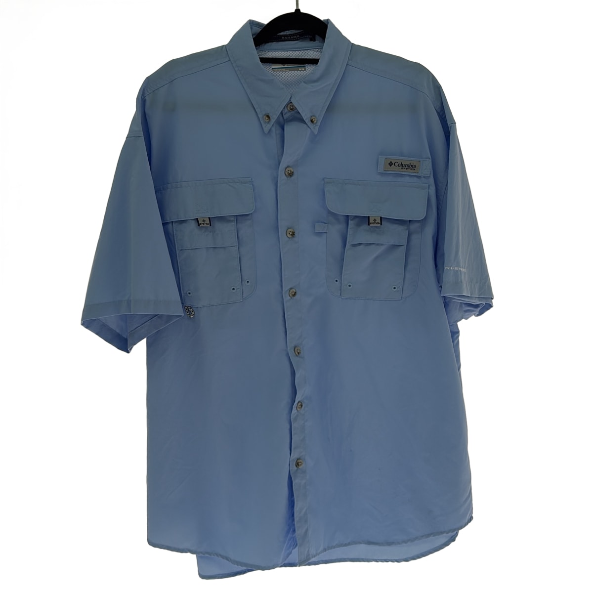 Columbia コロンビア BAHAMA 半袖シャツ Mサイズ 125FM7047 水色 スカイブルー