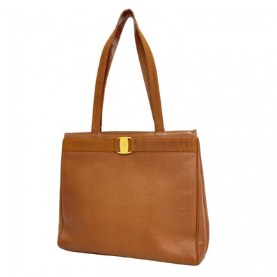 【6da0110】サルヴァトーレフェラガモ トートバッグ ヴァラ レザー ブラウン ゴールド金具【中古】レディース