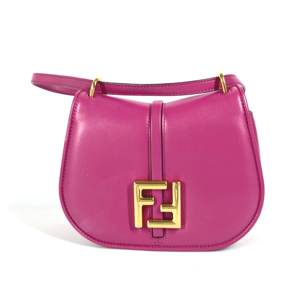 フェンディ FENDI カモンスモール 8BS082 斜め掛け カバン ポシェット ショルダーバッグ レザー パープル 美品