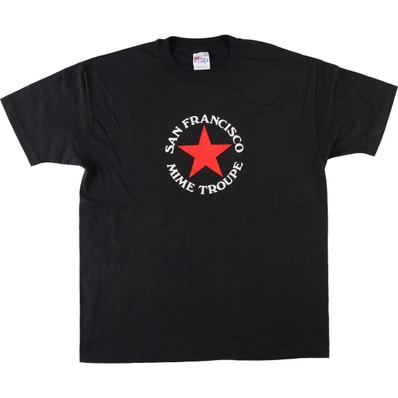 古着 90年代 ヘインズ Hanes BEEFY-T SAN FRANCISCO MIME TROUPE サンフランシスコマイムトループ プリントTシャツ メンズXL相当 ヴィンテージ/eaa646154