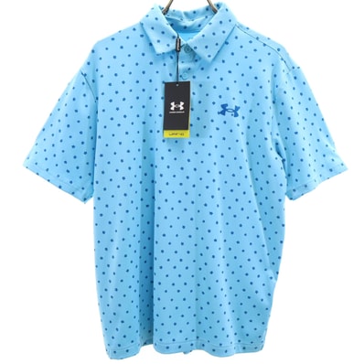 未使用 UNDER ARMOUR アンダーアーマー 花柄 ゴルフ 半袖 ポロシャツ SM 水色