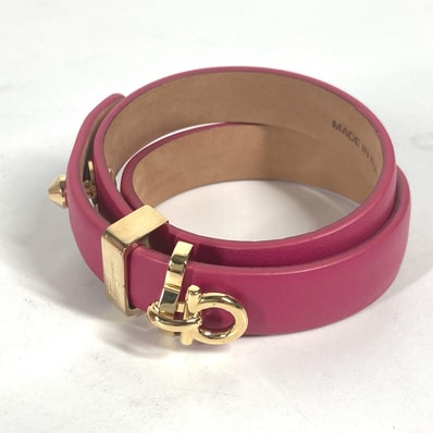 サルヴァトーレフェラガモ Salvatore Ferragamo 2重 ガンチーニ アクセサリー ブレスレット レザー ピンク 美品