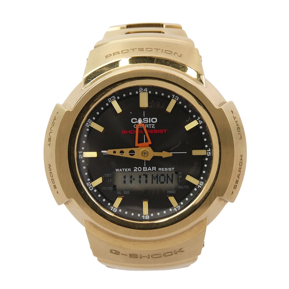 CASIO G-SHOCK カシオ ジーショック 時計 AWM-500GD-9AJF フルメタル タフソーラー アナログ デジタル SS ブラック文字盤 腕時計 ゴールド系【中古】