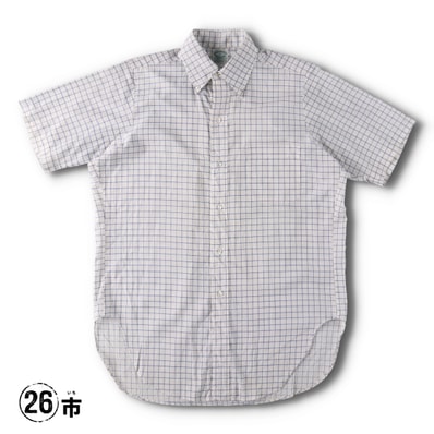 古着 70年代 ブルックスブラザーズ Brooks Brothers 6ボタン チェック柄 ボタンダウン 半袖 コットン×ポリエステル チェックシャツ メンズM相当ヴィンテージ/evb029655