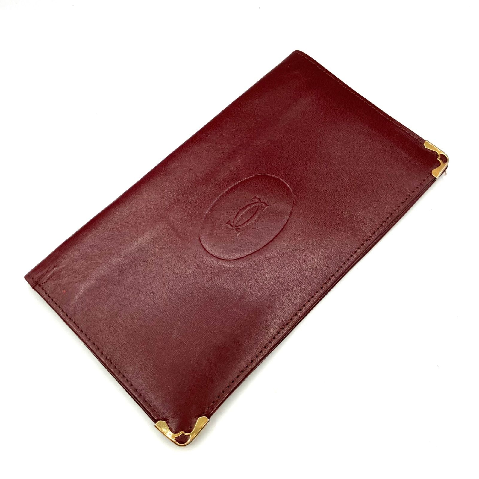 【鑑定済み】正規品 カルティエ CARTIER マストライン 長財布 ボルドー 二つ折り 長札カード入れ