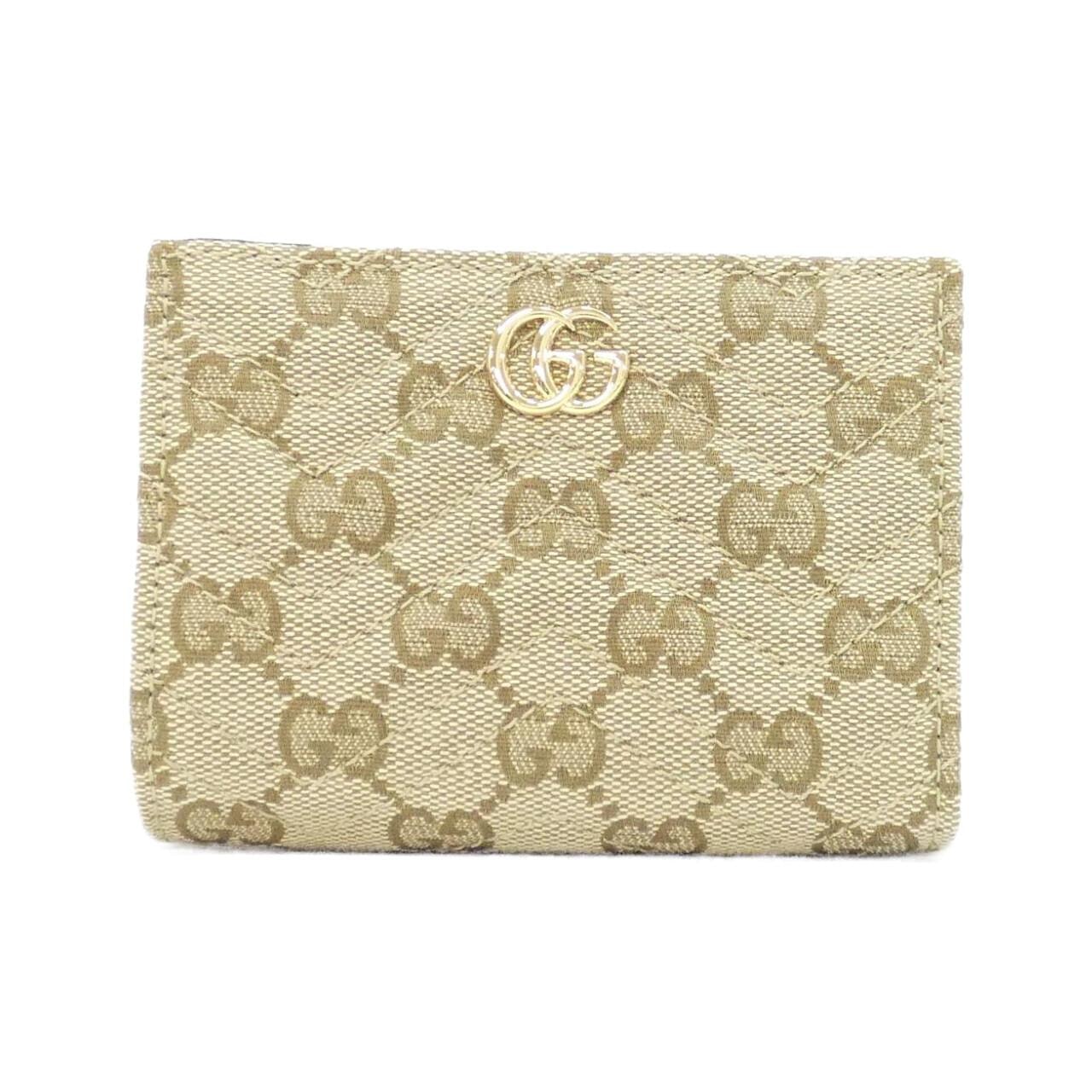 【6dd5145-k】グッチ 三つ折り財布 バンブー GGマーモント 658633 レザー ブラック ゴールド金具【中古】レディース GUCCI - 【6dd5145-k】グッチ 三つ折り財布 バンブー GGマーモント