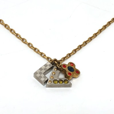 ルイヴィトン LOUIS VUITTON パンダンティフ ラブレターズ M67068 アクセサリー ラインストーン チェーン ネックレス メタル ゴールド