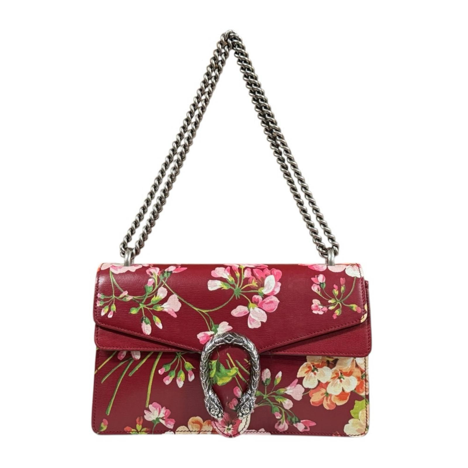 グッチ デュオニソス/GGブルームス ショルダーバッグ レザー 400249 レッド レディース GUCCI  中古