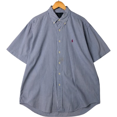 古着 ラルフローレン Ralph Lauren CLASSIC FIT クラシックフィット 半袖 ボタンダウン ストライプシャツ メンズL相当/eaa550528