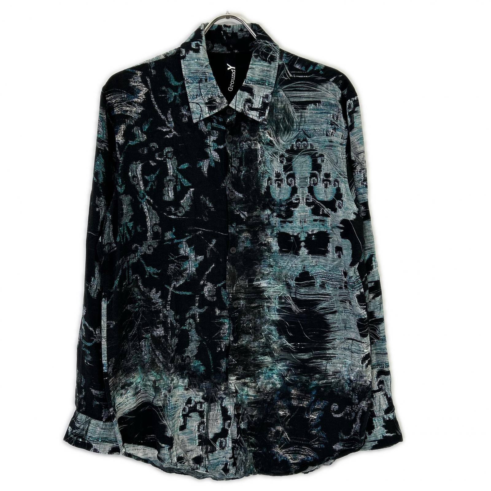 グラウンドワイ ブルー×ブラック 23SS GJ-B12-206 総柄シャツ 3